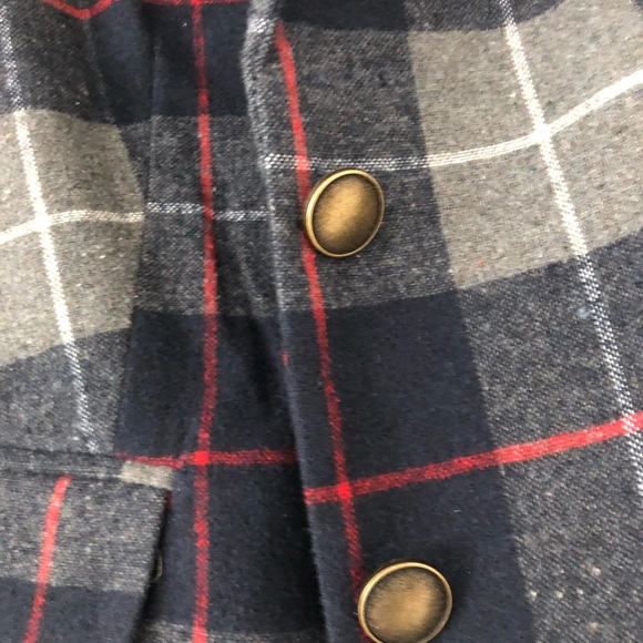 Navy, gray, and red plaid blazer S - Picture 3 of 3